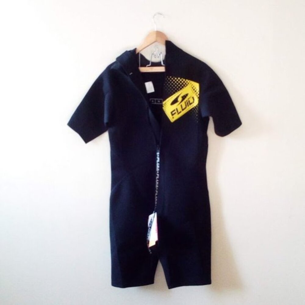New Fluid Black & Yellow Short Wet Suit Adult Size US XL